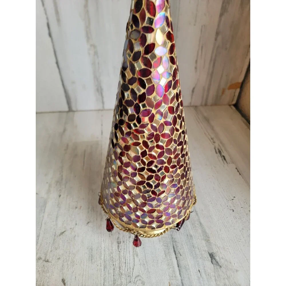 Pier 1 tree Mosaic red Christmas tree star Xmas metal‎ decor